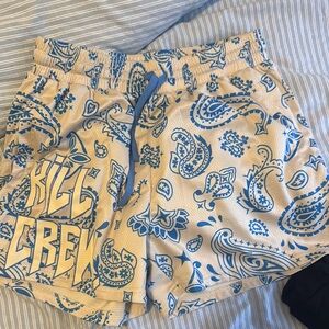 Kill Crew Paisley Bandana Shorts Blue and Tan
